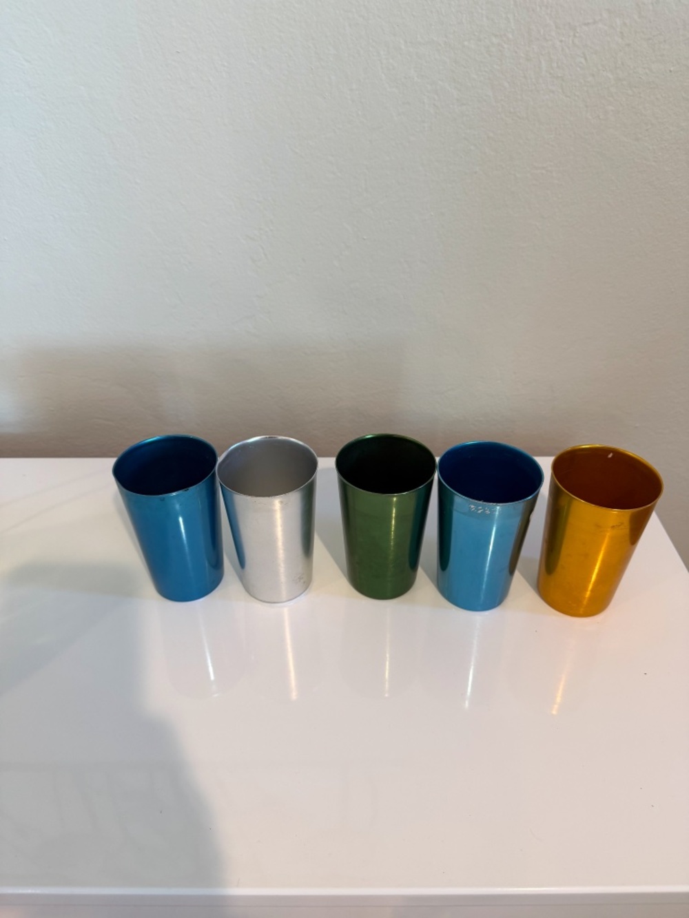 5 Vintage Bascal Anodized Aluminum Tumblers